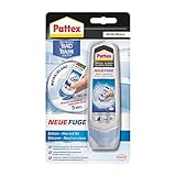 Pattex Perfektes Bad Neue Fuge, Silikon Dichtmasse für neue Fugen in nur einem Schritt, Fugenweiß zum Schutz vor Schimmel, Fugensanierung Komplett-Set, 1 x 100ml