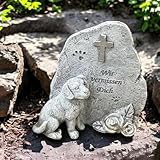 eberin365 GRABWELT · Grabschmuck für Tiere · In liebevoller Treue und Hingabe wacht Dieser Treue Hund am Grabstein · EIN tröstenden Anker am Tiergrab · Tierbestattung · grau antik ·