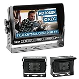 VSG24 Rückfahrkamera 7' HD Profi Set inkl. 2 x IP69K Kamera, Monitor, Kabel - Wasserdicht Nachtsicht 12V-24V Einfache Montage/Robustes Rückfahrsystem für Auto Wohnwagen LKW Anhänger Wohnmobile