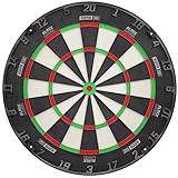 KOTO - Black Label Dartscheibe, Black Rotierender Zahlenring, Offizielle Turniermaße mit Hochwertiges Sisal und Ultradünner Draht