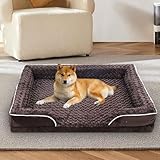 PJDDP Orthopädisches Hundebett, Anti-Angst-Hundebett, Memory Foam Hundesofa, Wasserdicht Hundekissen, Gemütliches Waschbares Hundecouch Hunde Bettchen,Braun,XXL