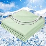 PHF Kühldecke 130x150cm, Arc-Chill Q-Max0.5 doppelseitige selbstkühlende Kühldecke, Schweißabsorbierende und Atmungsaktive Green Bettedecke Sofadecke Wohndecke Reisedecke (Grün)