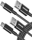 Anker USB-C/USB- A 2.0 Kabel [2 Stück] 1,8 m Nylon Type C Ladekabel für Samsung Galaxy S10 S9 S8 Plus,Note 9 8,LG G5 G6 V20,HTC 10 U11, Huawei Honor, P20 Lite P10 P9, Mate9 10 usw (Schwarz)