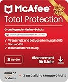 McAfee Total Protection (3 Geräte) 2025 | 15 Monate | Secure VPN, Sicherheitssoftware mit Virenschutz, Kennwort-Manager, Identitätsüberwachung | Digitaler download