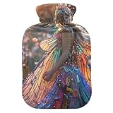 Wärmflaschen mit weichem Bezug, Bett-, Hand-, Fußwärmer, schöner Schmetterling, Mädchen, warme Wasser-Wärmeflaschen für Menstruationskrämpfe, Schmerzlinderung, klein