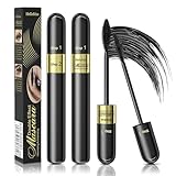 4D Wasserfeste Wimperntusche, Volumen und Verlängerung 2-in-1 Curling Mascara, Schwarze Wimpernserum Wimperntusche für Natürlichen Lange Wimpern (Schwarze, 1)