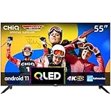 CHIQ U55QG7V 55-Zoll-Smart-TV-Gerät, QLED-Display, UHD, Dolby Vision HDR10, 1,07 Mrd. Farben, Works with Alexa, Google Assistant, BT5.0, HDMI2.0, USB2.0, Modell 2023 Schwarz