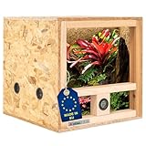 ITA Mini Terrarium 40x40x40 cm mit Seitenbelüftung & Integriertem Hygrometer - Holzterrarium aus OSB-3 Platten - Terrarien für Reptilien, Schlangen, Amphibien - EU Produkt, FSC Zertifiziert