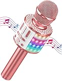 Karaoke Mikrofon, LED Drahtloses Bluetooth Mikrofon zum Singen mit Lautsprecher, Karaoke Spielzeug Kinder, Heim KTV Karaoke Maschine, Tragbares KTV Lautsprecher Recorder für Android/iPhone/iPad/PC