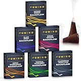 Fumino Rückfluss Backflow Räucherkegel-Set Essentiell Multipack - Frische Räucherkerzen mit Masala Agarbatti Joss Duft - 6 Boxen 90 Räucherkegel Wasserfall für Entspannung und Meditation