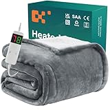 BOMOVA Heizdecke Wärmedecke mit Abschaltautomatik,Kuscheldecke flauschig Weihnachten,10 Heizstufen & 5-Stunden-Timer für Home,Geschenke für Frauen,Weihnachtsdeko für Bett Couchdecke,130x180cm,Grau