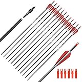 Elong 12 Stück Pfeile 30 Zoll Carbonpfeile Bogenpfeile Jagdpfeile für Bogen Recurvebogen Langbogen und Traditionellen Bogen Outdoor Zielschießen