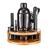 Cocktail Shaker Set Barkeeper Set mit Ständer Mixer Set Edelstahl Drinkrührer Set mit Alle wichtigen Zubehör,Professionelle Barkeeper Tools Set