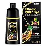Black Hair Dye Shampoo Haarfarbe Schwarz haarfärbeshampoo 3in1 für Männer und Frauen, Haarfarbe Shampoo Gegen Graue Haare Hair Color Shampoo