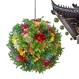 Generisch Kunstpflanze Formschnitt-Kugel | Hängbare Gartendeko Mit Blumen Als Deko-Kugel - Kunstpflanzen-Kugel Deko Für Terrasse Garten Balkon Vorgarten Bäume Sträucher