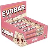 EVO SPORTS FUEL EVOBAR White Strawberry Crunch Protein Riegel | 12 x 60g | ZERO palmöl Eiweißriegel mit 23g protein pro Bar | geprüfte Qualität | Made in Germany (1er Pack)