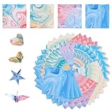 Luckwaii Origami Papier Farbverlauf, 400 Blatt Quadratisches Origami Papier Doppelseitig 4 Stile Bastelpapier Bunt Bastelpapier Muster 9.5 X 9.5cm für DIY Bastelprojekte Basteln Kinder und Erwachsene