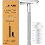 ASIPRO Rasierhobel Herren und Damen mit 10 Rasierklingen Rasierhobel Set Zero Waste Plastikfreier Metall Rasierer Frauen Edelstahl Safety Razor Nassrasierer Herren mit Klingen