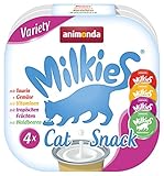 animonda Milkies Variety (15 x 4 Cups à 15 g), leicht verdauliche Katzenmilch für Erwachsene Katzen, praktisches Vorteilspack mit 60 Katzenmilch Cups, Milch-Snack ohne Soja und Zucker
