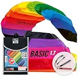 Wolkenstürmer® Paraflex Basic 2-Leiner Lenkmatte 1.7 (Rainbow) - Kite Drachen mit Flugschlaufen & Polyesterleinen - Flugdrachen für Kinder ab 8 Jahren