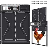 PlayDen Automatische Hühnerklappe, Aluminum Elektrische Hühnerklappe Batterie mit Wasserdicht Großes Display, Timer, Manuelle, Hühnerklappe Automatisch Hühnertür, Intelligenter Einklemmschutz