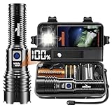 Shadowhawk Taschenlampe LED Aufladbar Extrem Hell, 1000000 Lumen Taschenlampen Batteriebetrieben USB, XHM77.2 Taktische Taschenlampe Starke, Wasserdicht Flashlight Torch für Outdoor Notfälle Camping