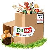 Cartevo Biomülltüten Papier 20L – 50 Stück Papiertüten kompostierbar | Nassfest & reißfest | Biomüllbeutel für Küche Biomülleimer & Biotonne | plastikfrei, umweltfreundlich