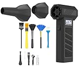 Elektrische Staubgebläse, Elektrische Druckluftspray Luftdruckspray, 4-Gang 130000 U/min 2 in 1 Compressed Air Duster mit 5000mAh Akku, USB Mini Staubsauger für Tastatur, PC, Sofa, Auto (Schwarz)