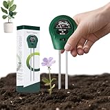 Bodentester, 3-in-1 Bodenmessgeräte für Bodenfeuchte, PH, Feuchtigkeit und Licht, Feuchtigkeitsmessgerät Pflanzen, PH Wert Messgerät für Garten, Rasen und Topfpflanzen, Keine Batterien Erforderlich