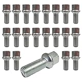 20 Radschrauben Radbolzen Kugelbund silber M14 x 1,5 27mm R13 kompatibel mit Audi, VW, Seat, Skoda
