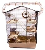 XXL Nagerkäfig Hamsterkäfig Mäusekäfig Haus inklusive gigantischem Röhrensystem beige schwarz