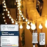 Kugel Lichterkette, WOWDSGN 200 LEDs 20m Dimmbar, Partylichterkette mit Stecker für Innen und Außen, 8 Leuchtmode, Enegiesparend, ideal für Weihnachten, Hochzeit, Party, Garten, Warmweiß
