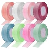 8 Rollen Organzaband, Vegena Geschenkband Schleifenband Chiffonband Transparentes, Seidenband Geschenkbänder stoffband Dekoband für Hochzeit Weihnachten Erntedankfest Handwerk Kuchen, 2cm x 45m