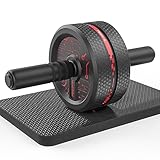 PROIRON Bauchroller, Bauchtrainer ab Roller, Bauchmuskeltrainer ab Wheel Set mit Kniematte, Bauchmuskeltraining Kits für Männer und Frauen, Abdominal Roller für Bauchübungen & Bauchtraining-schwarz