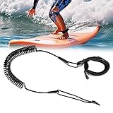 Sup Leash 10 Füße Leash Sup Board Aufgerollte TPU Paddle Leash SUP Surfing Coiled Leine Paddle Board Fußseil Surfboard Leash Sup Leg Rope Strap Sicherheitsleine,für Stand Up Paddle Board Schwarz