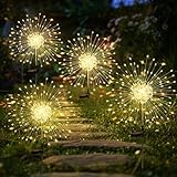 GIGALUMI Gartendeko Solarleuchten für Außen,4 Stück 120 LED Feuerwerk Solarleuchten, Wetterfest Pusteblume Solarlampen für Balkon Terrasse Blumenkästen Hof Deko