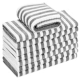 gryeer 8er-Set Microfaser Geschirrtücher, super saugfähig, weich und dick Küchentücher,Überprüfen Sie entworfen mit hängenden Schleifen, 65 x 45 cm,Grau