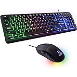 THE G-LAB Combo Iridium - Gamer-Tastatur und Maus mit LED-Hintergrundbeleuchtung - QWERTZ GamingTastatur USB Anti-Ghosting + 3200 DPI Gaming-Maus mit 6 Tasten - PC PS4 PS5 Xbox - 2023