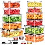 Wwtop Frischhaltedosen mit Deckel Vorratsdosen Set, 30-teilige Aufbewahrungsbox (15 Behälter+15 Deckel), Auslaufsicher Lebensmittelbehälter Set für Küche, BPA-frei, Meal Prep Boxen