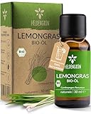 Heldengrün® BIO Lemongras Öl [100% NATURREIN] Erfrischend & Anregend - Echtes Zitronengrasöl - Duftöl Lemongras - Ätherische Öle für Aromatherapie