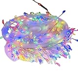 LED Kupferdraht Feuerwerkskörper Lichterkette, Kupferdraht Cluster Twinkle Lichterkette mit Timer, Plug in Wasserdicht Vorhang Stil String für Haus Garten Partys (C Batterie Modell 9M)