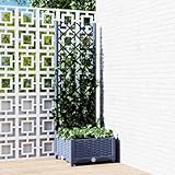Pflanzkübel with Rankgitter, PP Material, Blumenkasten mit Rankgitter, Pflanzkasten mit Rankgitter, Hochbeet mit Rankgitter, Balkon Pflanzkübel, Blaugrau, 40x40x121,5 cm