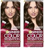 Garnier Color Sensation Coloration, Hellbraun 5.0, permanente Creme-Coloration, für alle Haartypen, Farbe bis zu 10 Wochen & deckt weißes Haar 100% ab (Packung mit 2)