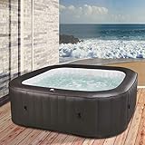 BRAST® Whirlpool aufblasbar MSpa Vito für 6 Personen 185x185x68cm In- Outdoor Pool 132 Massagedüsen Timer Heizung Aufblasfunktion per Knopfdruck Bubble Spa Wellness Massage