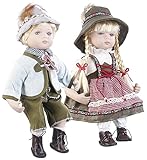 PEARL Künstler Puppen: Sammler-Porzellan-Puppe Set Anna und Anton, 34 und 36 cm (Puppen sitzend, Deko-Puppen Porzellan, Spielzeug)