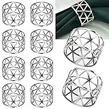 Ruikdly Serviettenringe Silber 10 Stück Hollow Out Metall Universal Tischdekoration Serviettenhalter Serviettenring, für Hochzeitsfeier Abendessen Jubiläum Urlaubs Party, 4*3, Y3a-1022