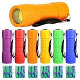 smtfcty Mini LED Taschenlampe,6 Stück COB-LED kleine Kinder Taschenlampe Handlampe mit Lanyard für Camping Outdoor Wandern Notfälle Kindergeburtstag Party Geschenke (Mit 18 AAA Batterien)