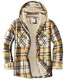 WINDFIT Damen Fleece-Flanelljacke mit durchgehendem Reißverschluss, kariert, Sherpa-Futter, Jacke für Damen, gelb, L