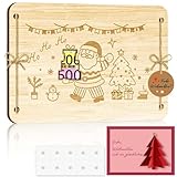 Frohe Weihnachten Geldgeschenke Verpackung aus Holz, Premium Weihnachtskarte Geldgeschenk mit Grußkarte, Nachhaltiges Geschenke für Geld Gutscheine, Weihnachtsgeschenkidee für Familie, Freunde (B)