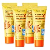 LICHENGTAI Vitamin C Sonnenschutzcreme, Sonnenschutz-Milch LSF 60 für Schutz vor UVA- & UVB-Strahlung, Sonnencreme Für Gesicht & Hals, Vegan, Für alle Hauttypen, 40ml